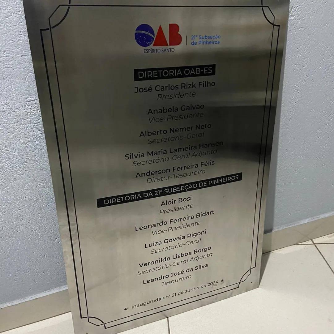 Placa em Inox 9